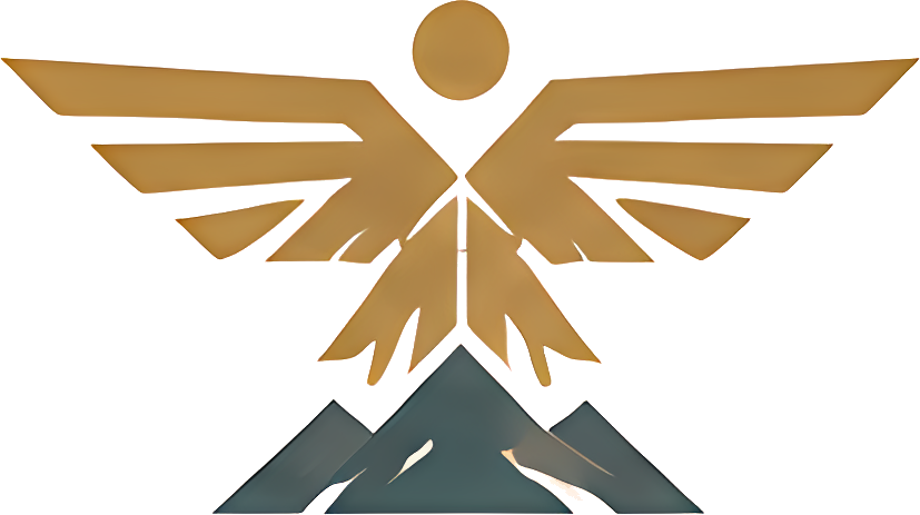 Geometric eagle above a mountain